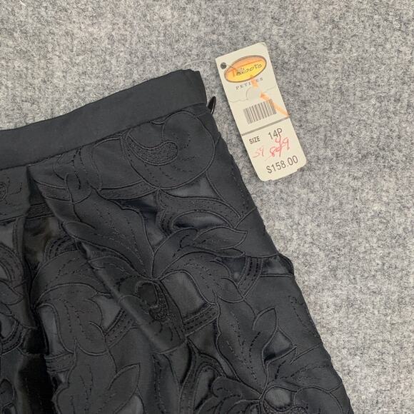 Talbots Skirt Women 14 P Petite Black Pure Silk Cut Out Floral Lasercut Side Zip - Picture 3 of 14